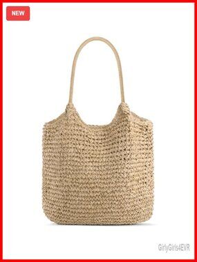 Straw Purses for Women, Handwoven Raffia Tote, Beach Bag Summer Vacation